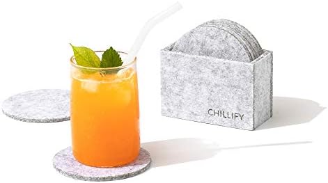 Chillify משקאות חופי משקאות 8 חלקים | פליימטים רחיצים לא עמידים לחום | תחתיות זכוכית וכוס | מתאים לגינה